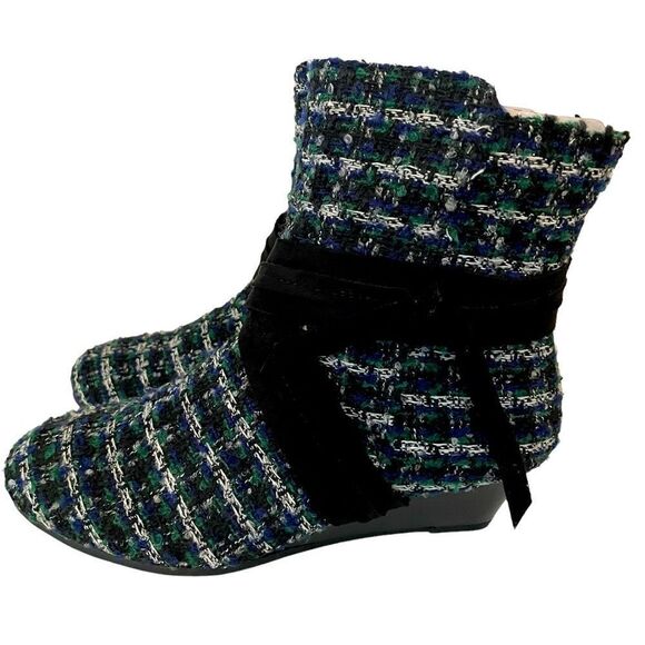 BLUE AND GREEN TWEED FABRIC HEEL - Picture 3 of 7